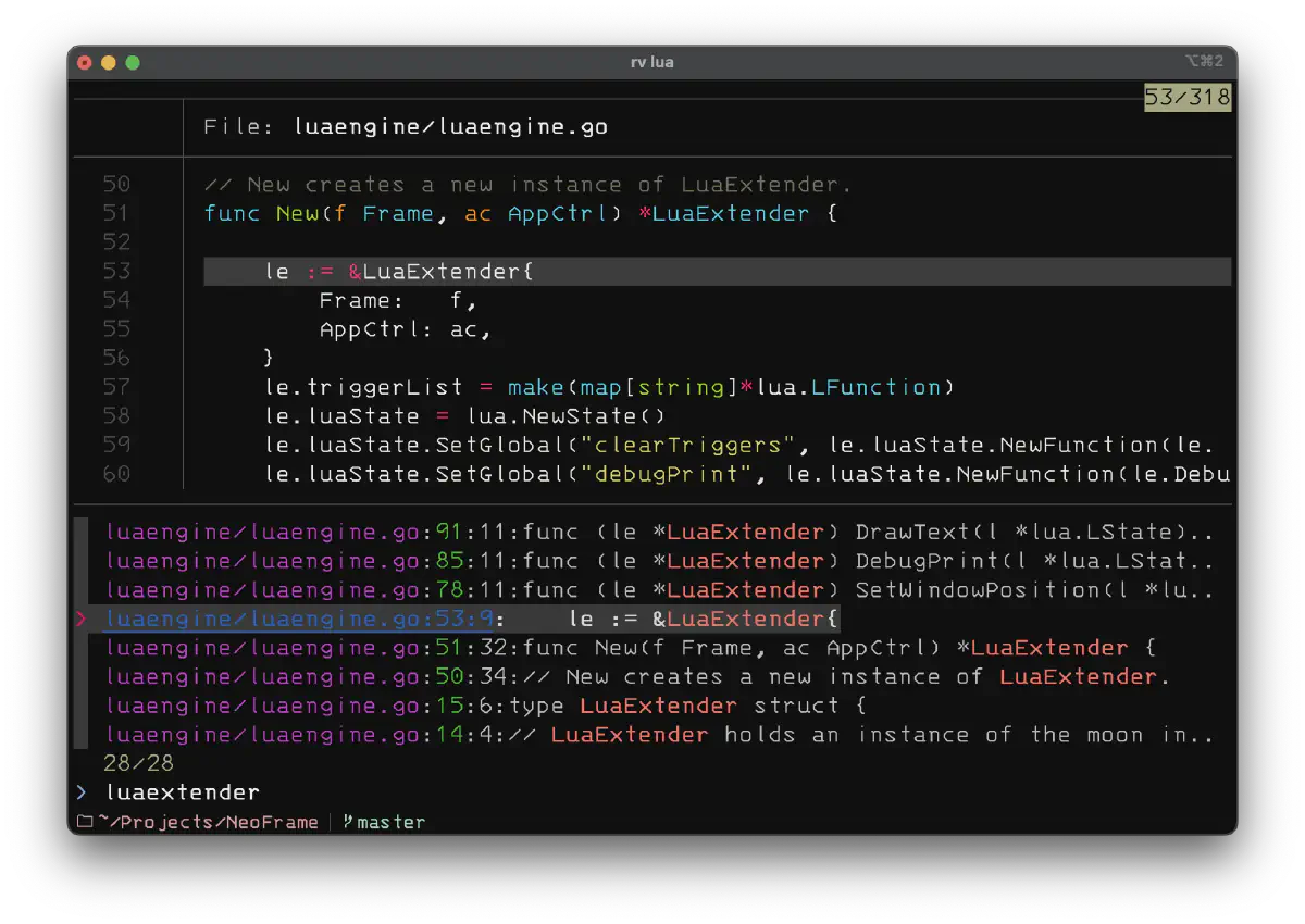 Script for searching source code